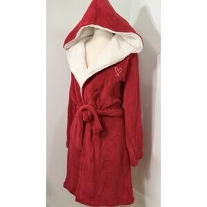 Victoria’s Secret VS Hooded Sherpa Lux Fleece Valentines Robe Red Medium Large